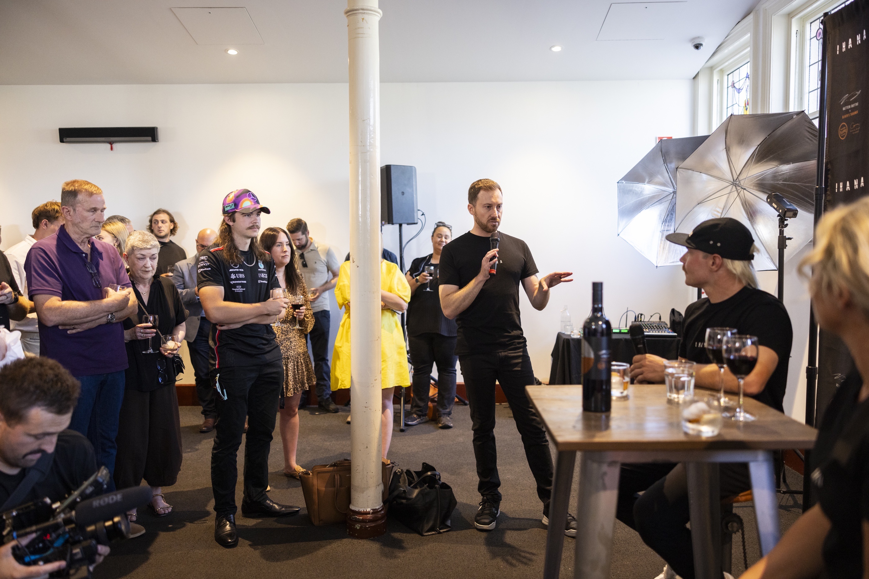 James Baldwin IHANA launch in Adelaide interviewing Valtteri Bottas